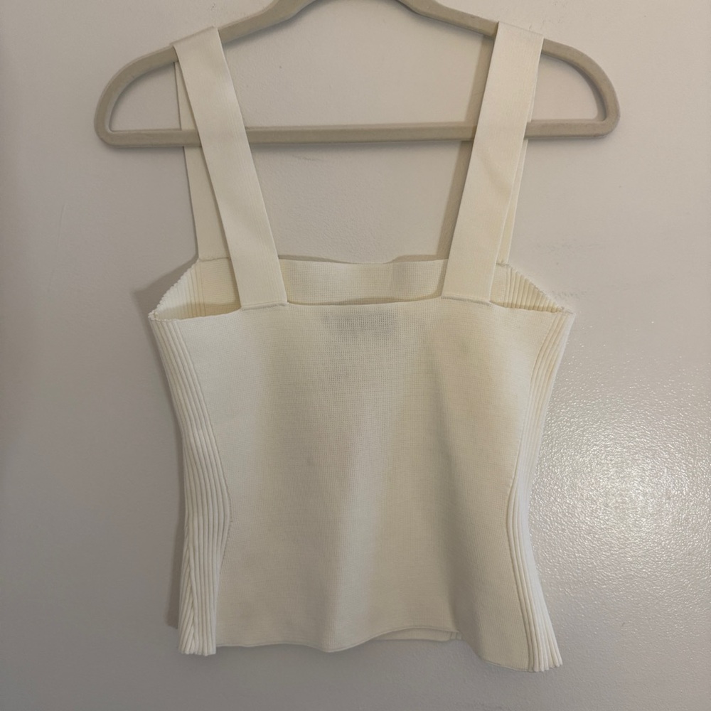 La Ligne NWT Stretch-Knit Square Henriette Tank White Ivory CBK Large - Picture 6 of 10